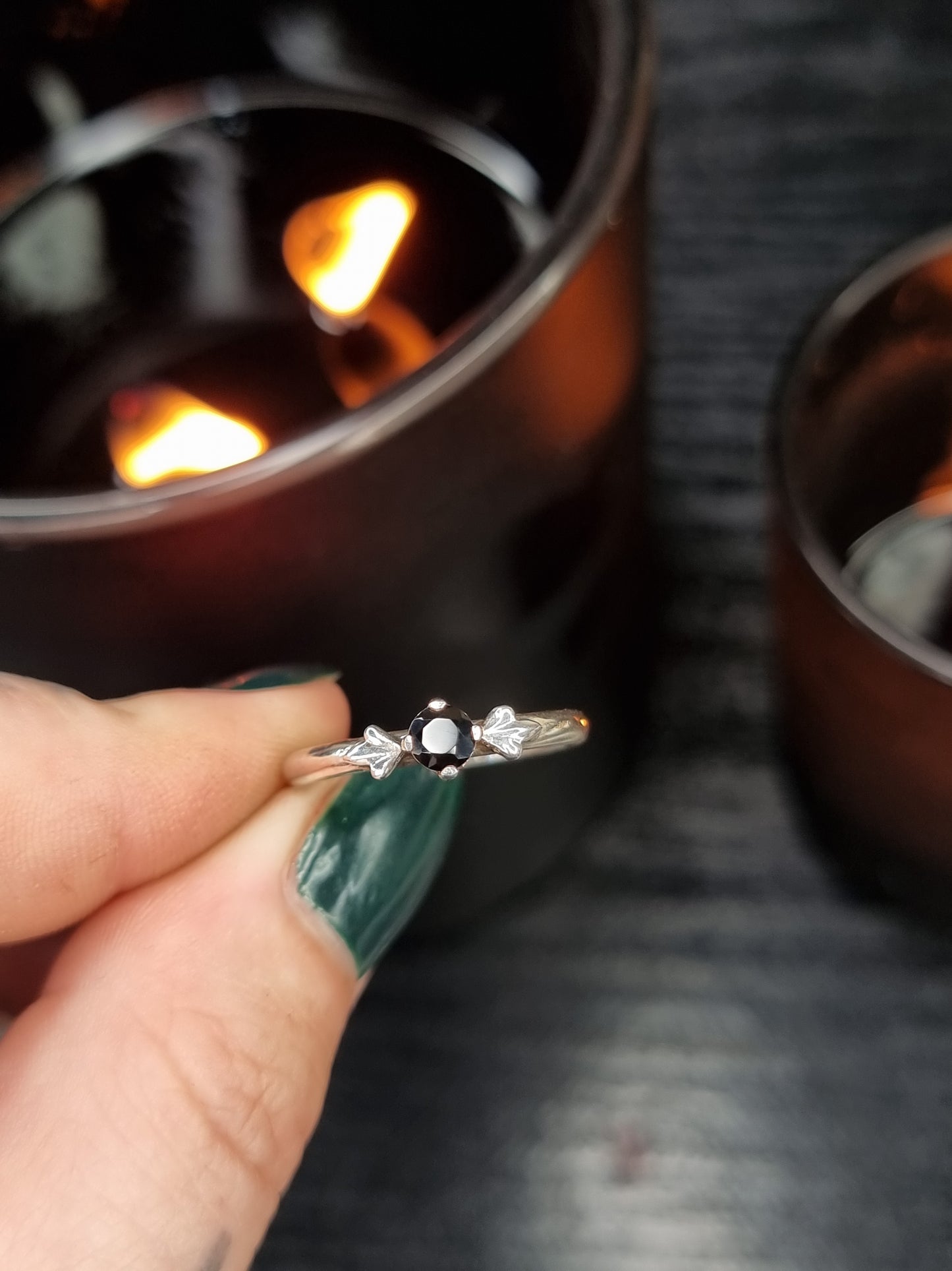 Black Spinel Grace Ring (UK O)