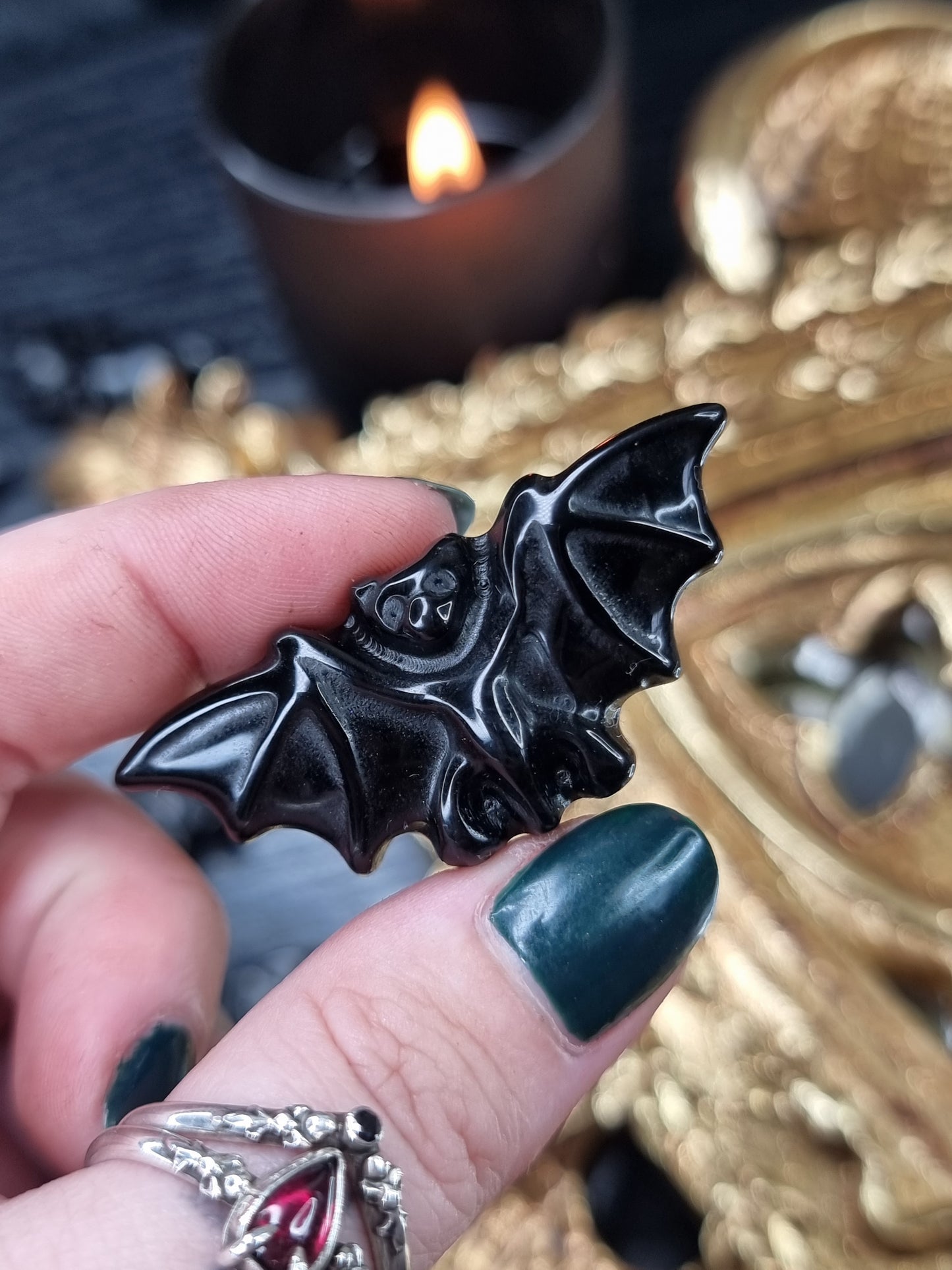 Obsidian Bat Carving