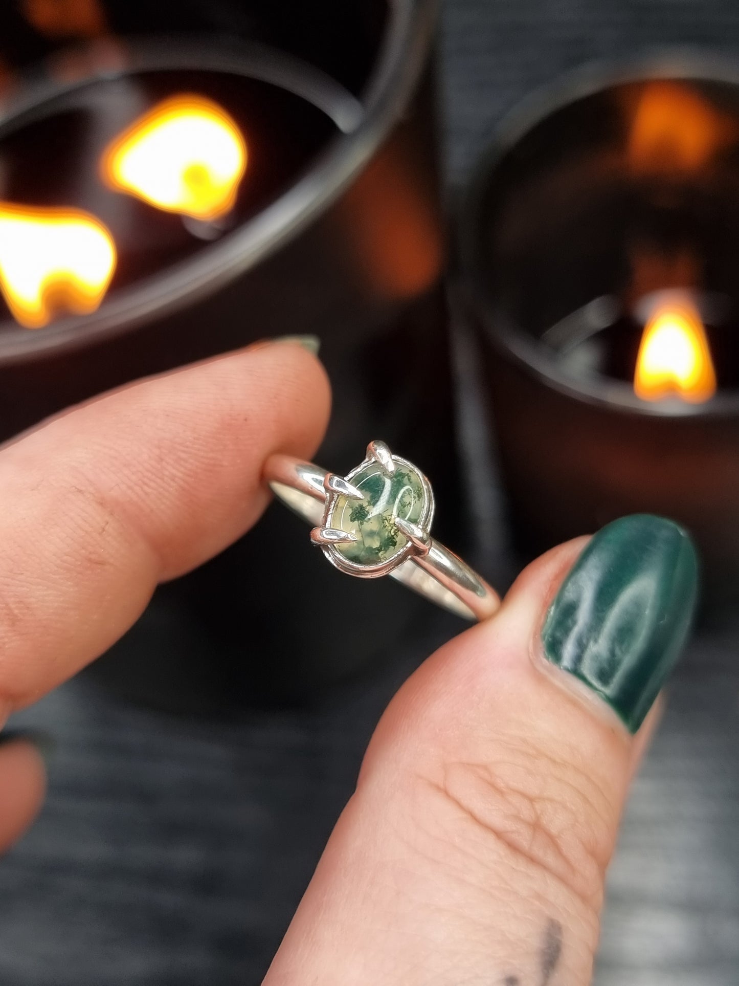 Moss Agate Clawed Ring MTO