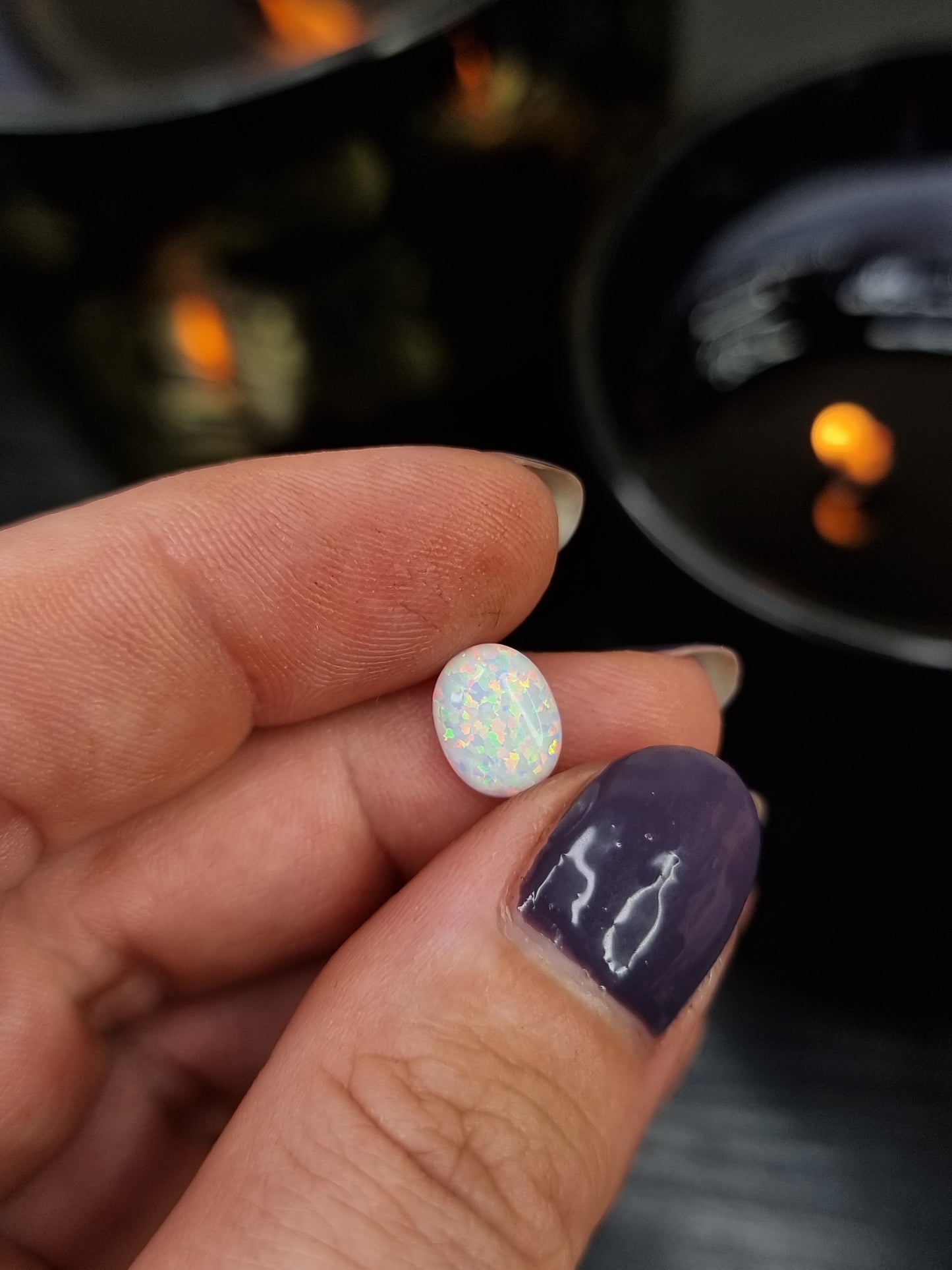 White Faux Opal Oval PYP