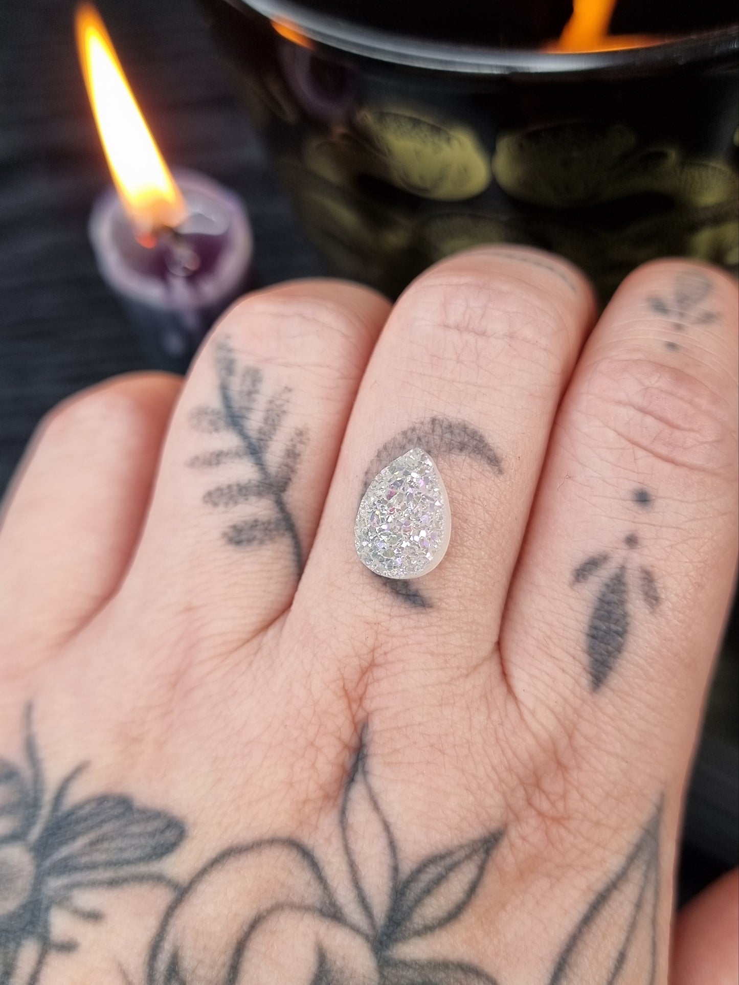 Aura Coated Druzy Quartz Teardrop PYP