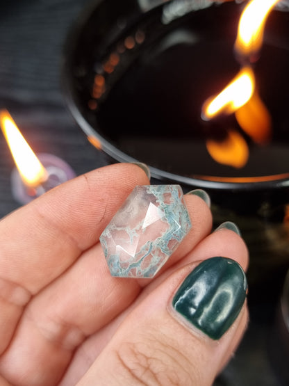 Moss Agate Quartz Doublet Rupee PYP