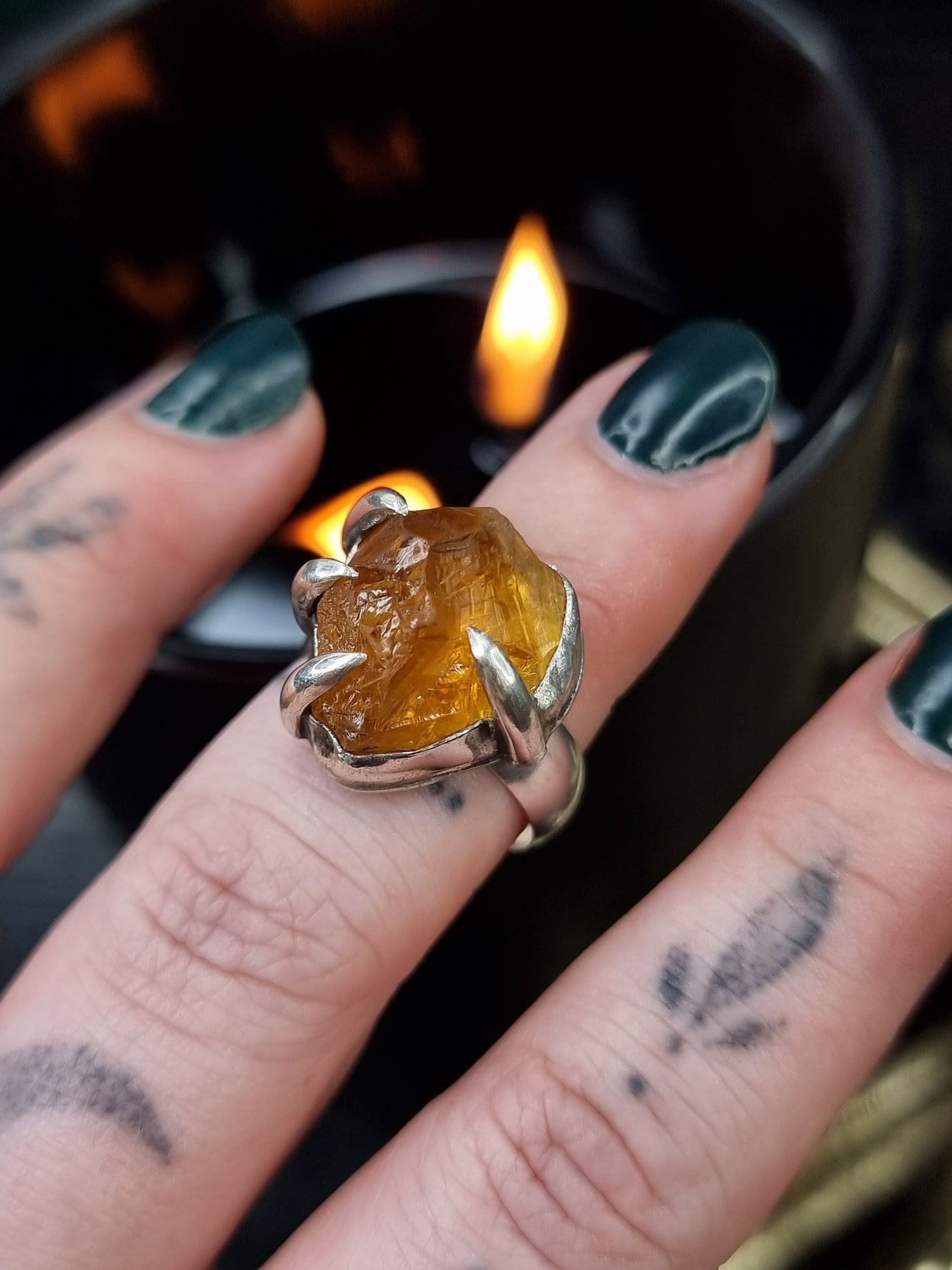 Citrine Wyverns Hold Ring (UK O 1/2)