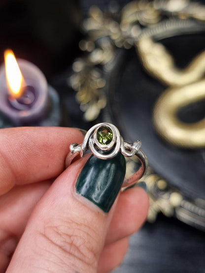 Moldavite Coiled Ring (UK Q 1/2)