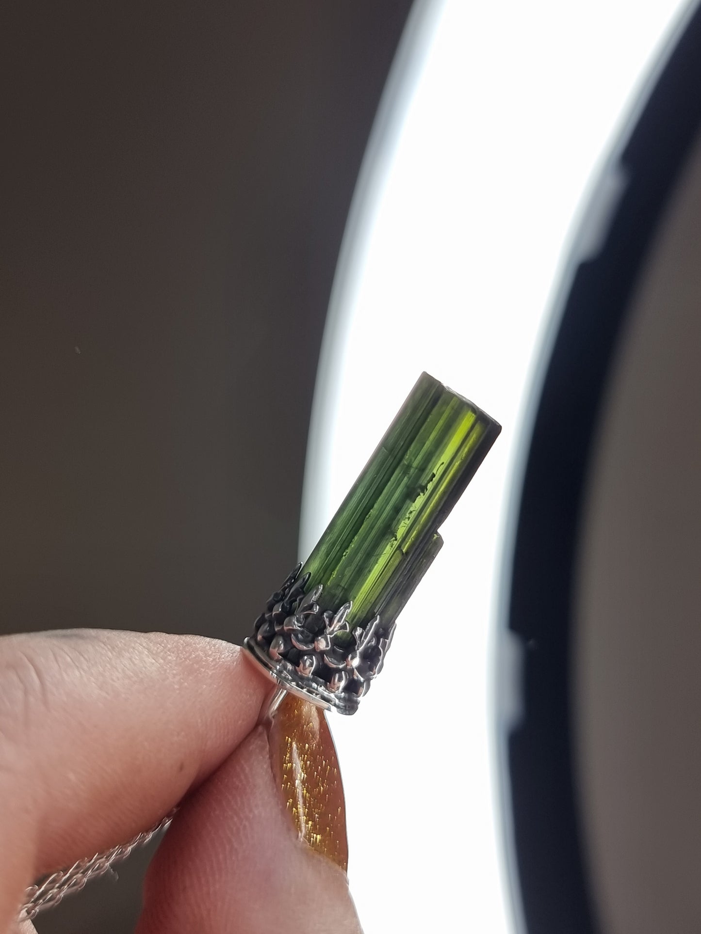 Raw Green Tourmaline Cathedral Necklace