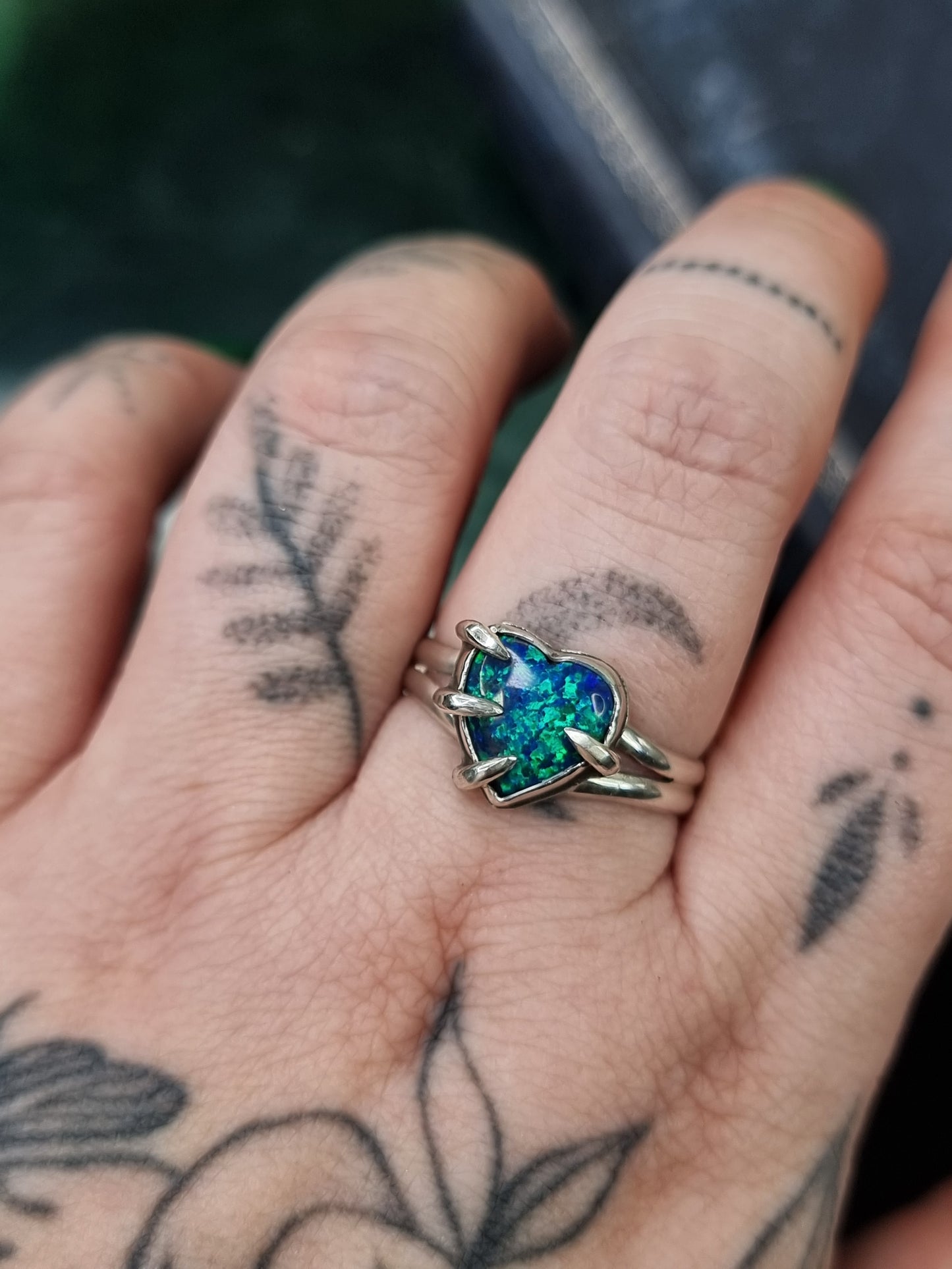 Blue Opal Lovers Grasp Ring MTO