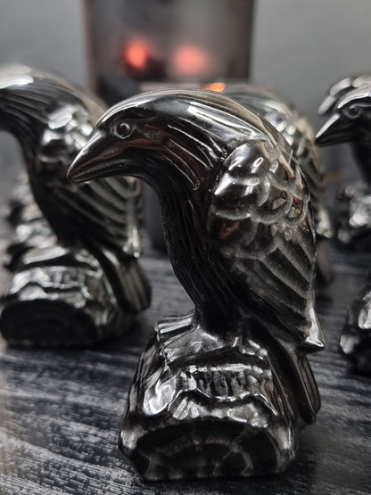 Obsidian Raven Carving