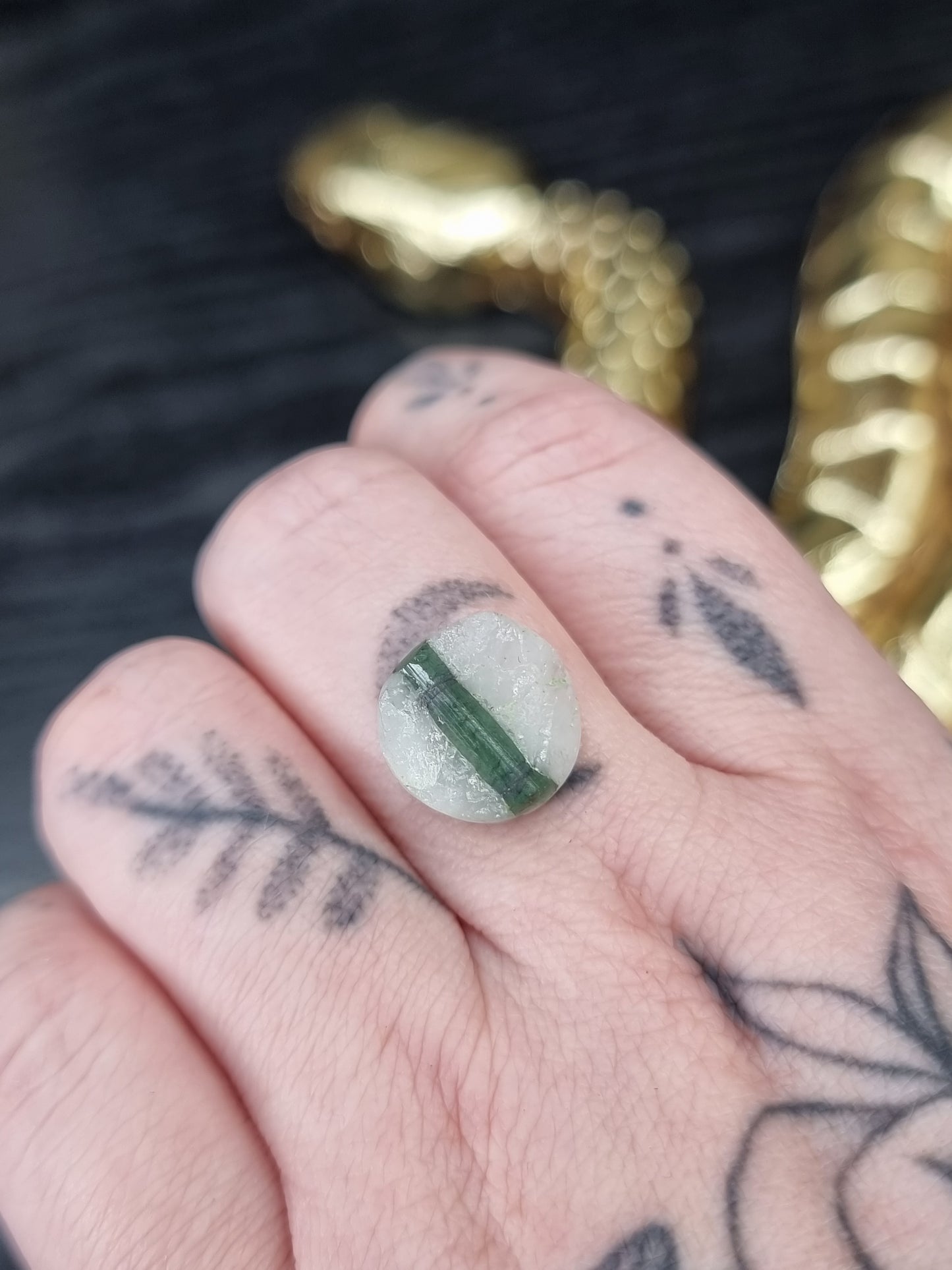 Raw Tourmaline In Quartz Round PYP