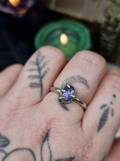 Tanzanite Clawed Ring UK P