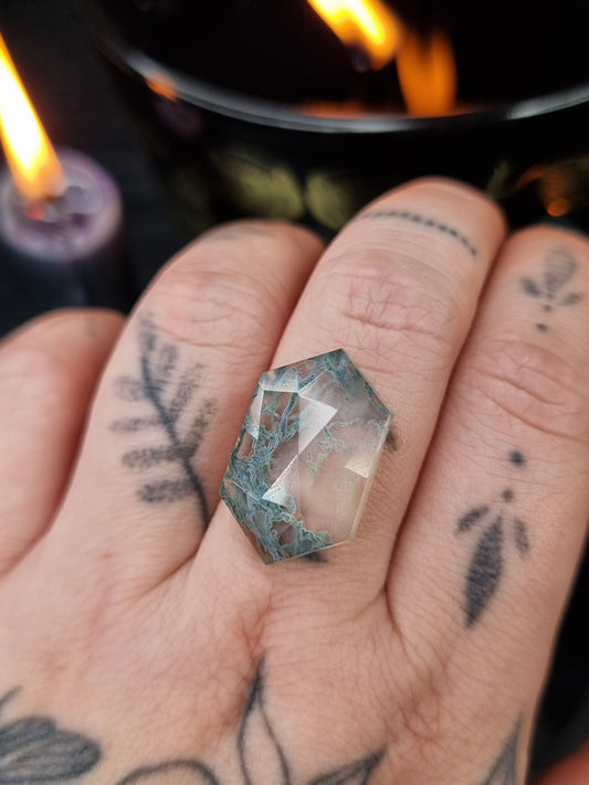 Moss Agate Quartz Doublet Rupee PYP