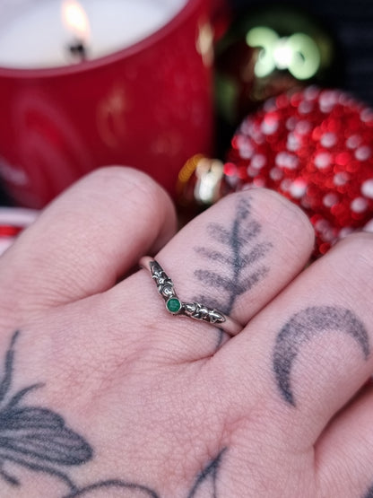 Limited Edition Emerald Adorn Wishbone ring MTO