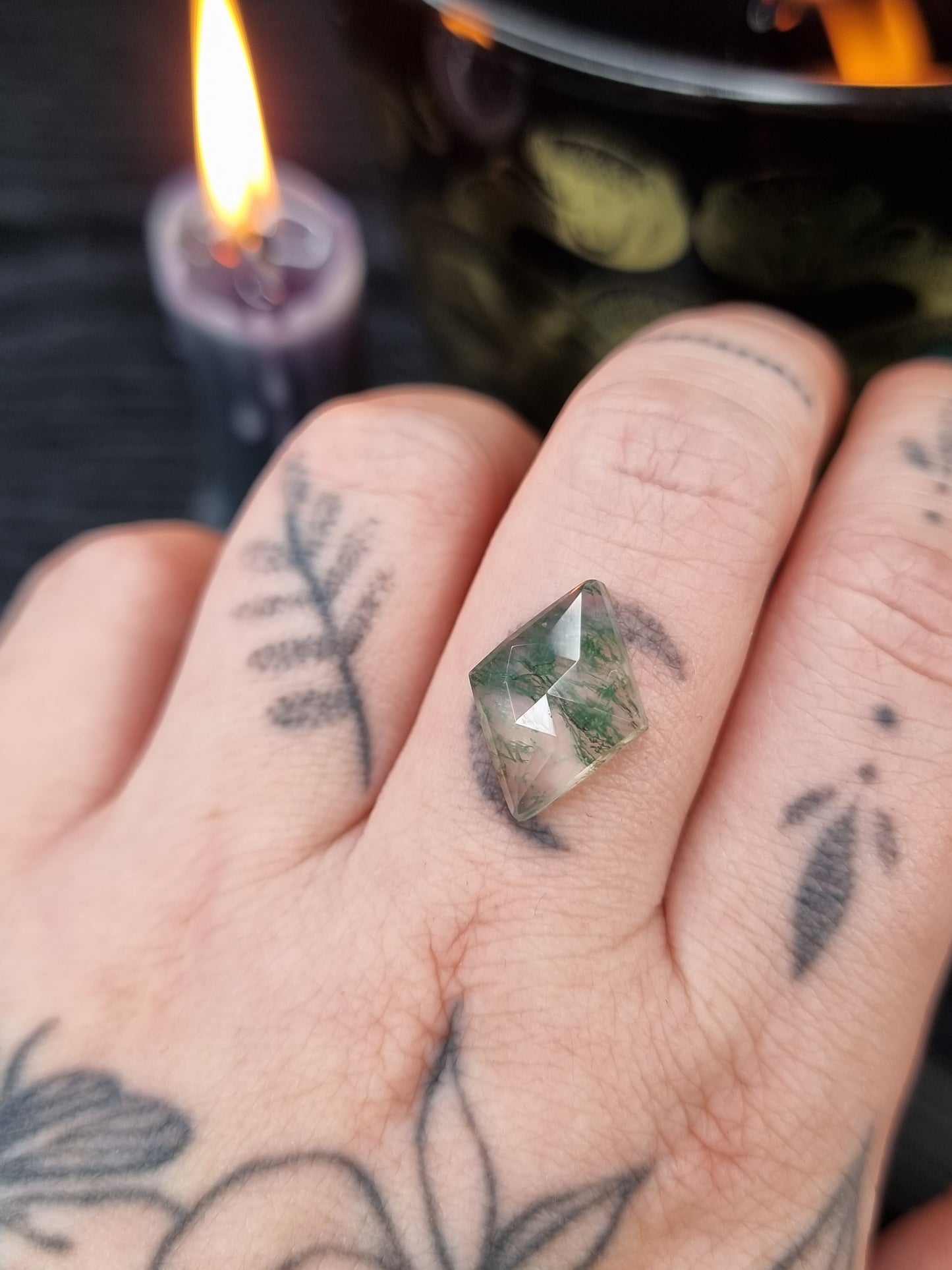 Moss Agate Quartz Doublet Diamond PYP