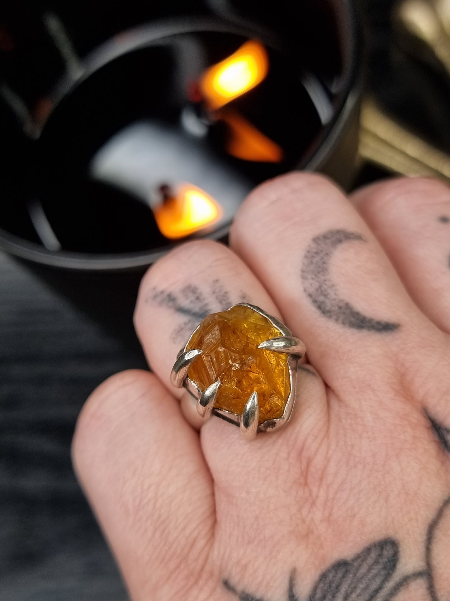 Citrine Wyverns Hold Ring (UK O 1/2)