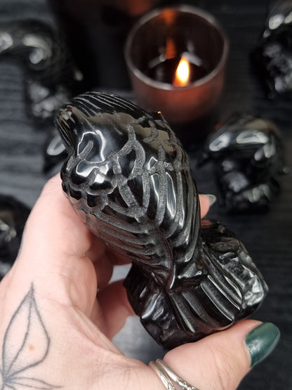 Obsidian Raven Carving