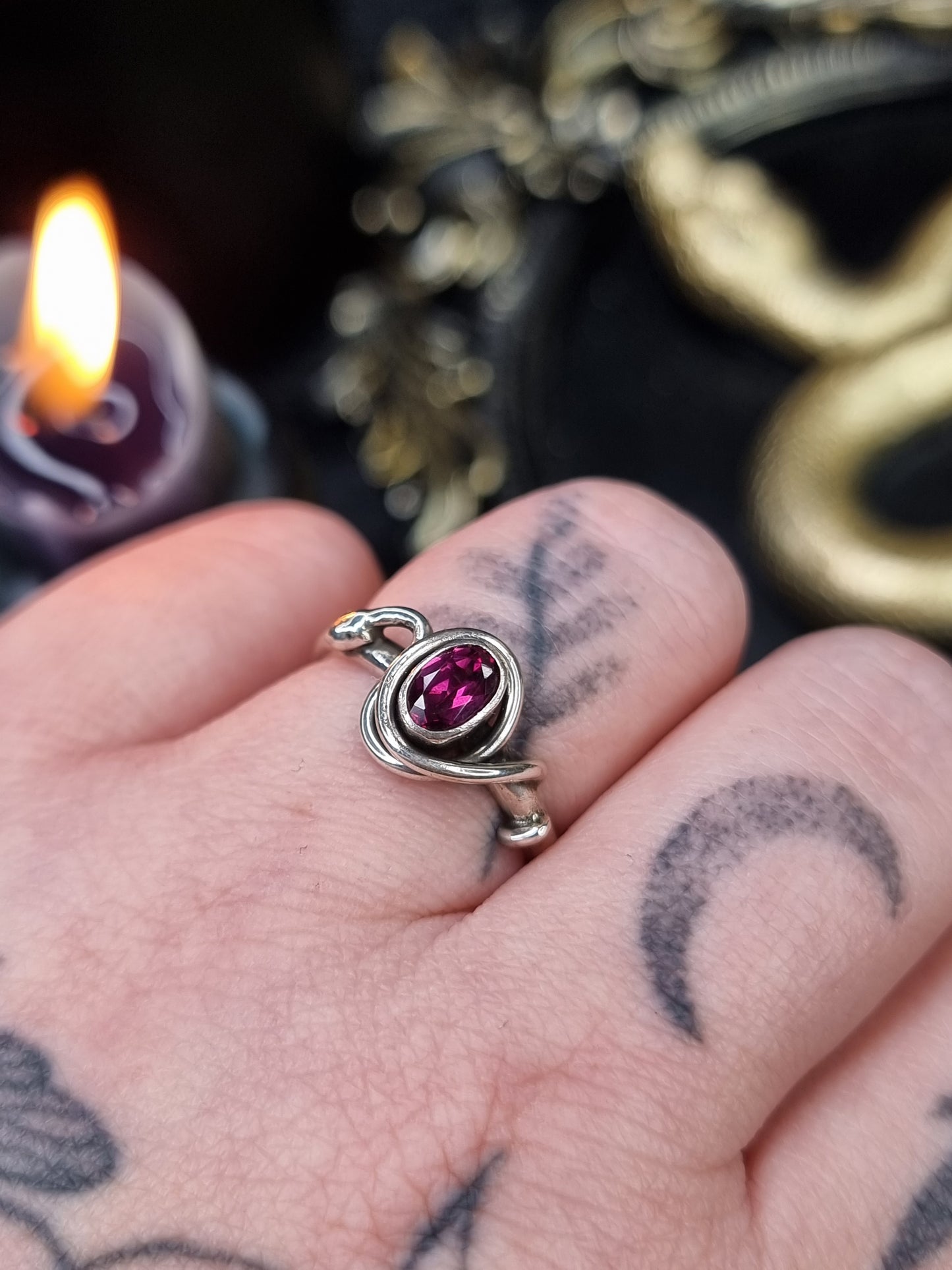 Rhodolite Garnet Coiled Ring (UK O)