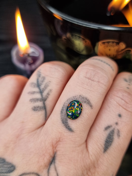 Black Faux Opal Oval PYP