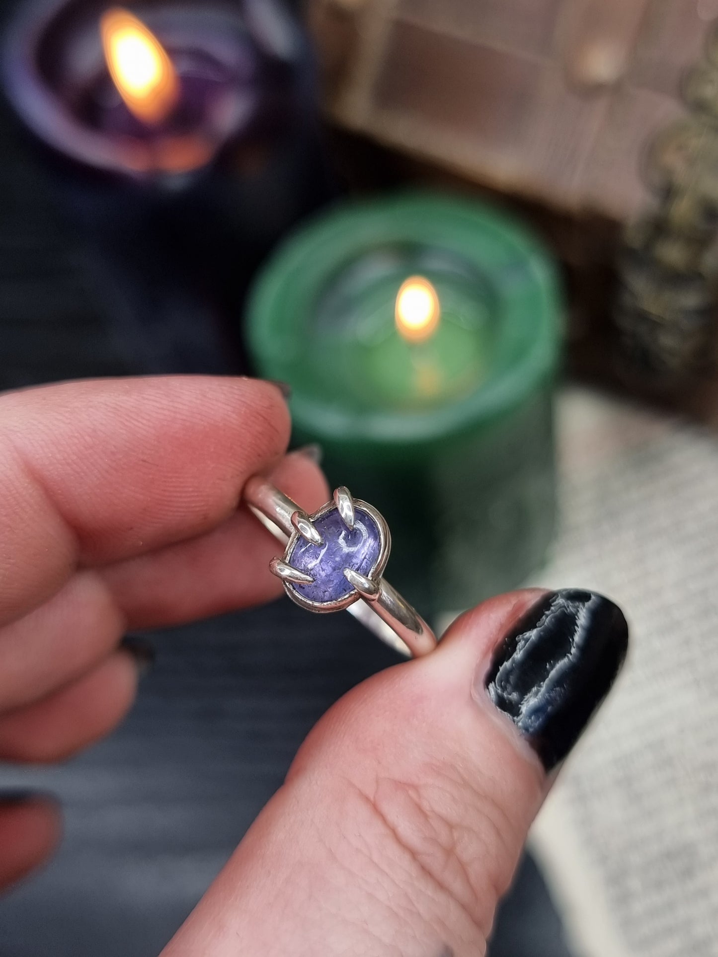 Tanzanite Clawed Ring UK P