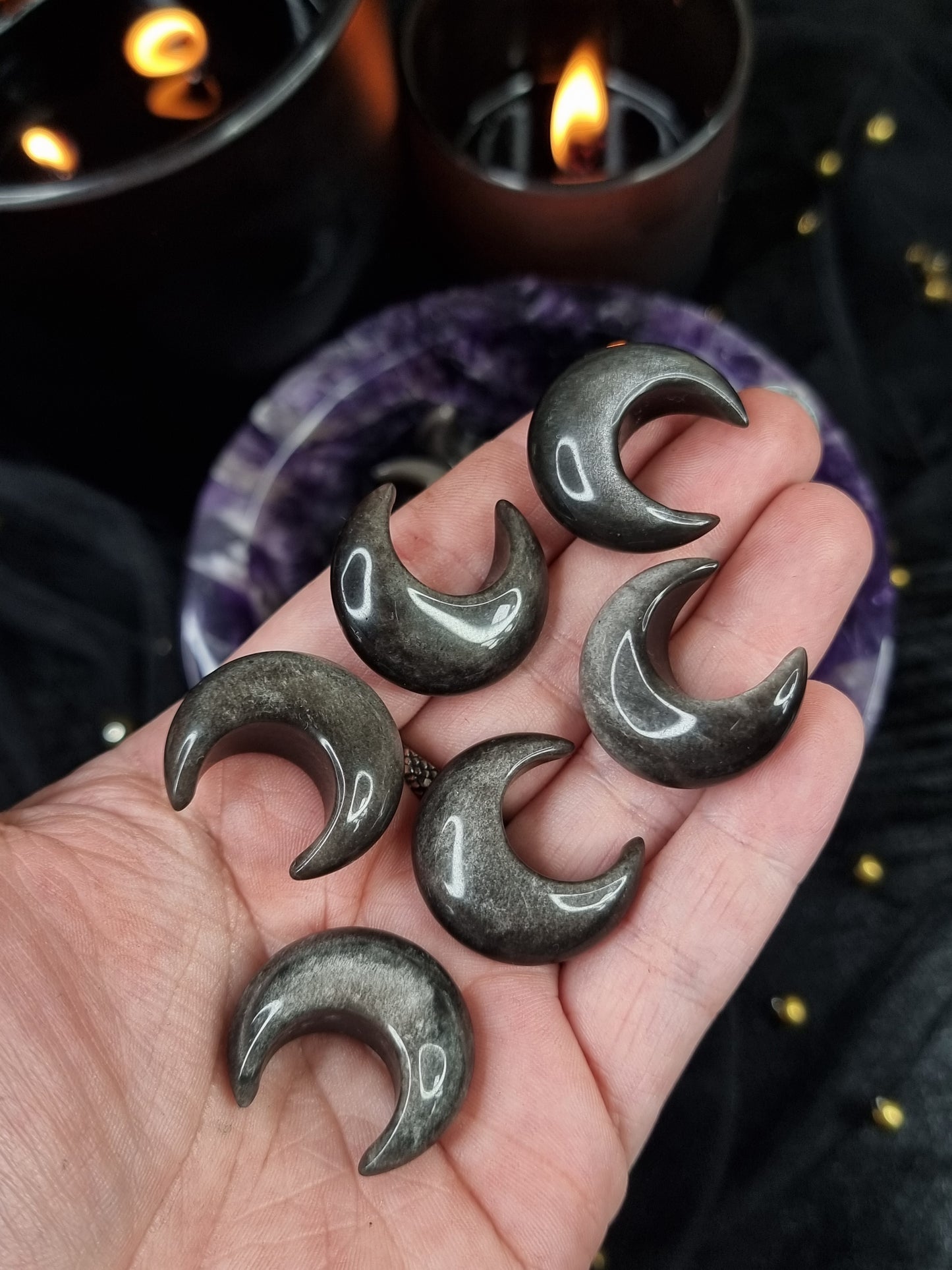 Sheen Obsidian Moon Carving