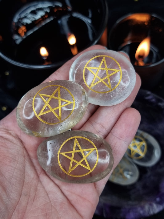 Pentacle Quartz Palm Stone