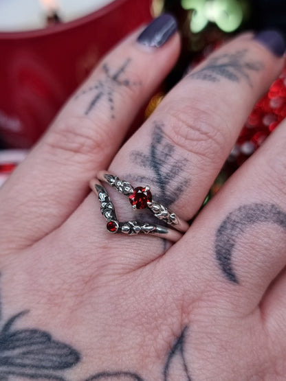 Limited Edition Garnet Adorn Wishbone ring MTO