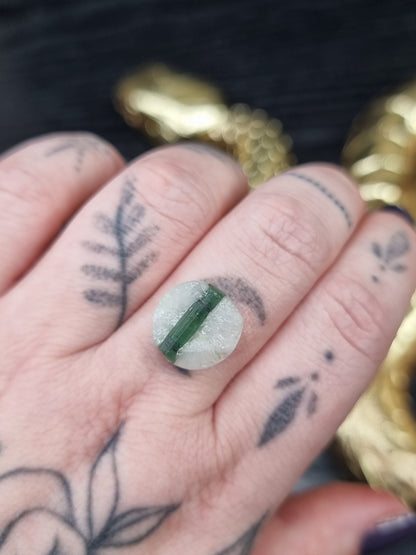 Raw Tourmaline In Quartz Round PYP