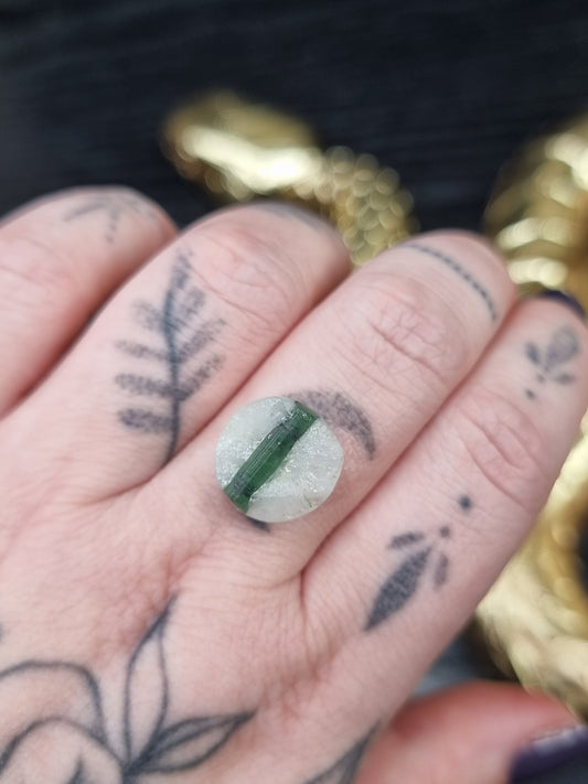 Raw Tourmaline In Quartz Round PYP
