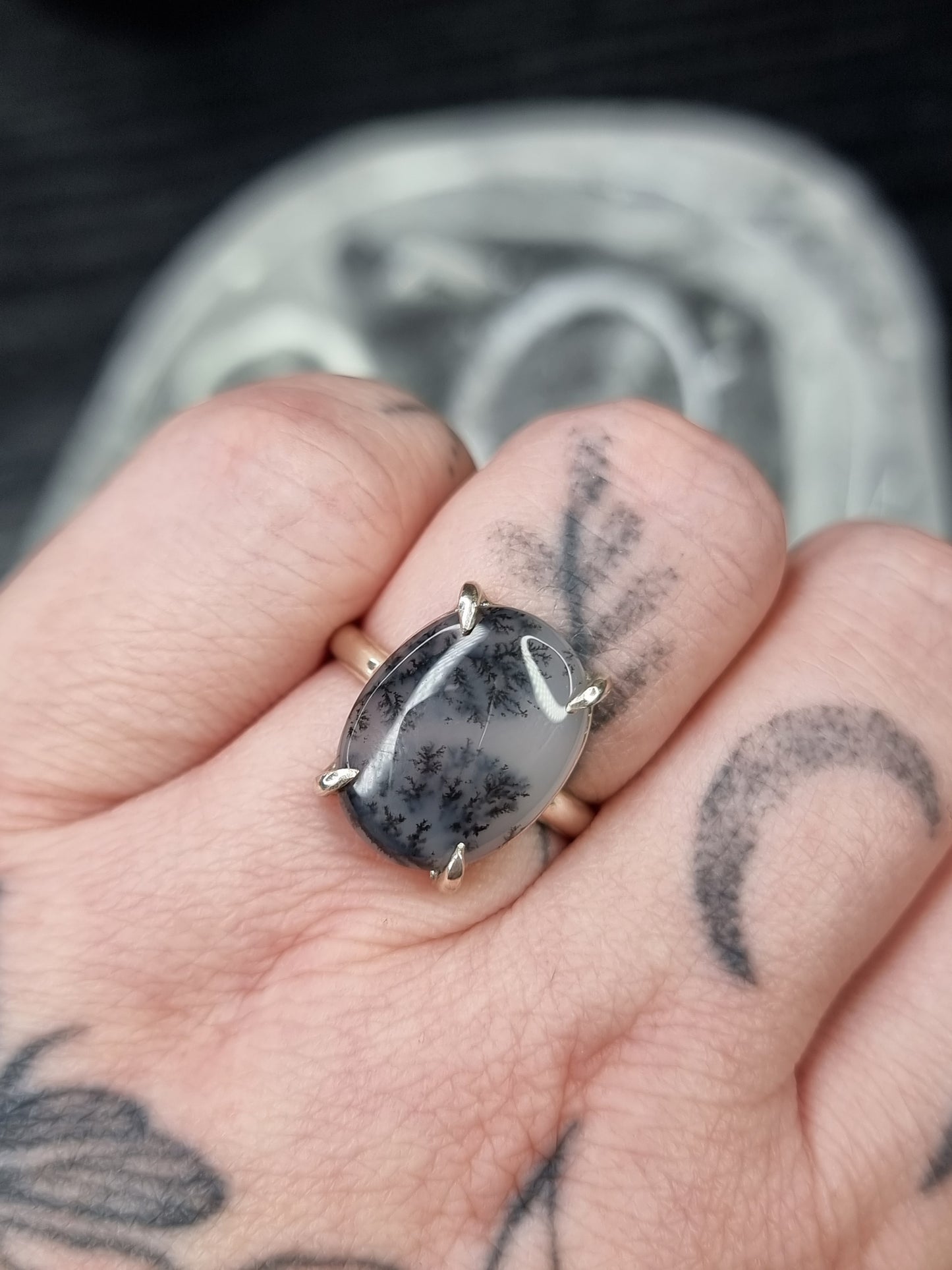 Clawed Dendritic Ring (UK N 1/2)