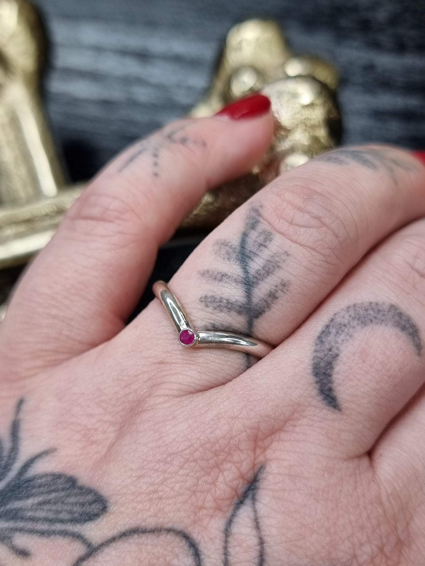 Ruby Wishbone Ring MTO