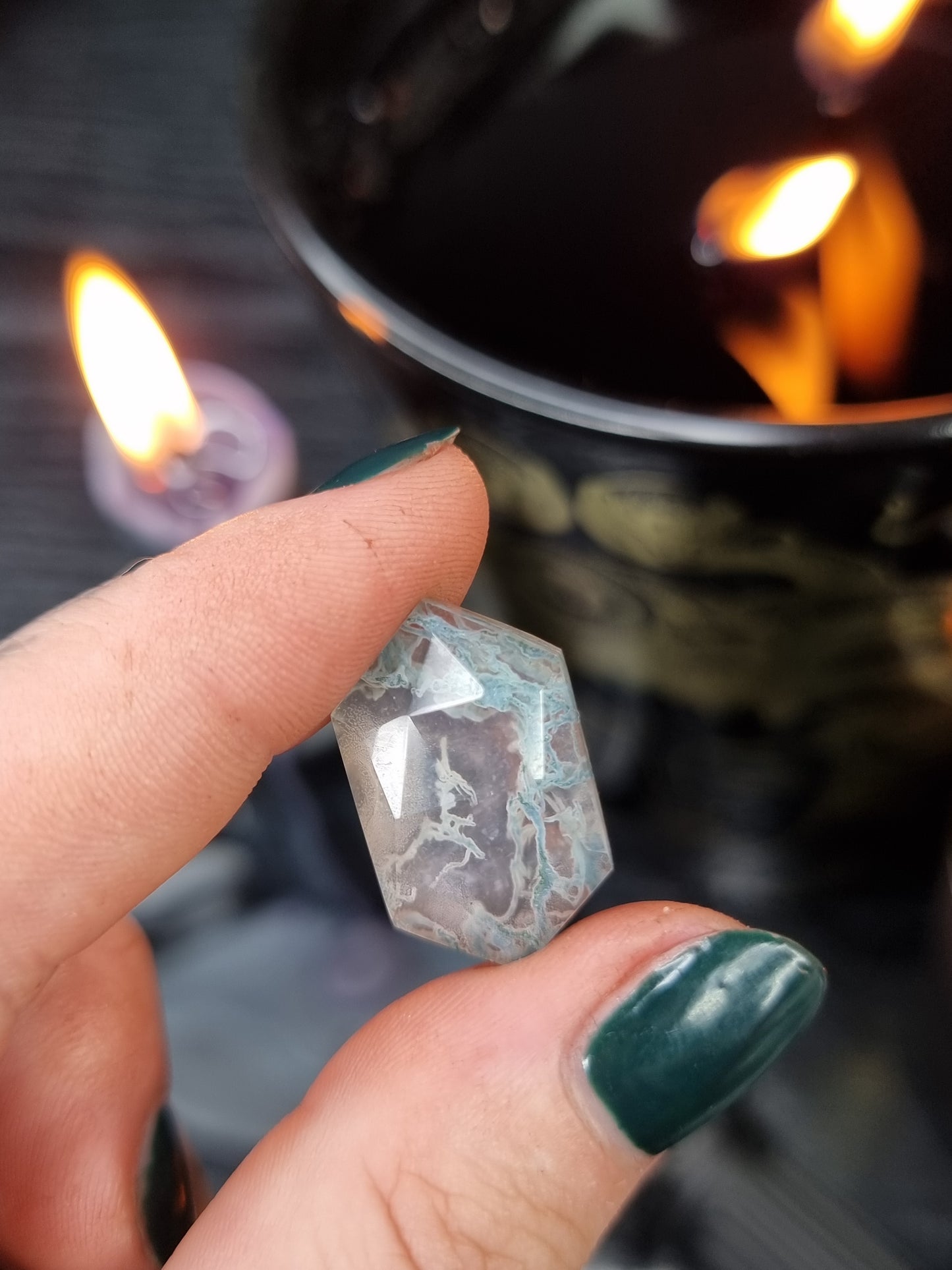 Moss Agate Quartz Doublet Rupee PYP