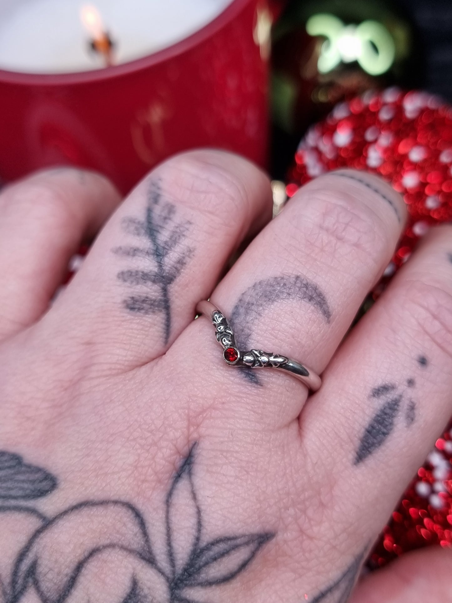 Limited Edition Garnet Adorn Wishbone ring MTO