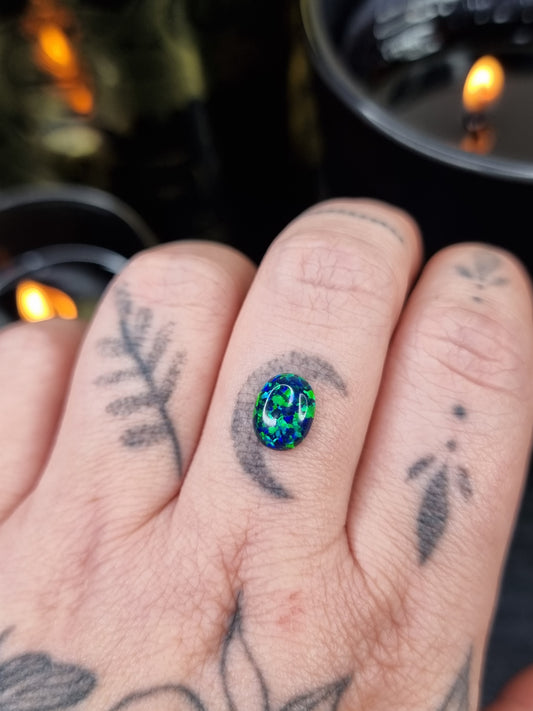 Blue Faux Opal Oval PYP