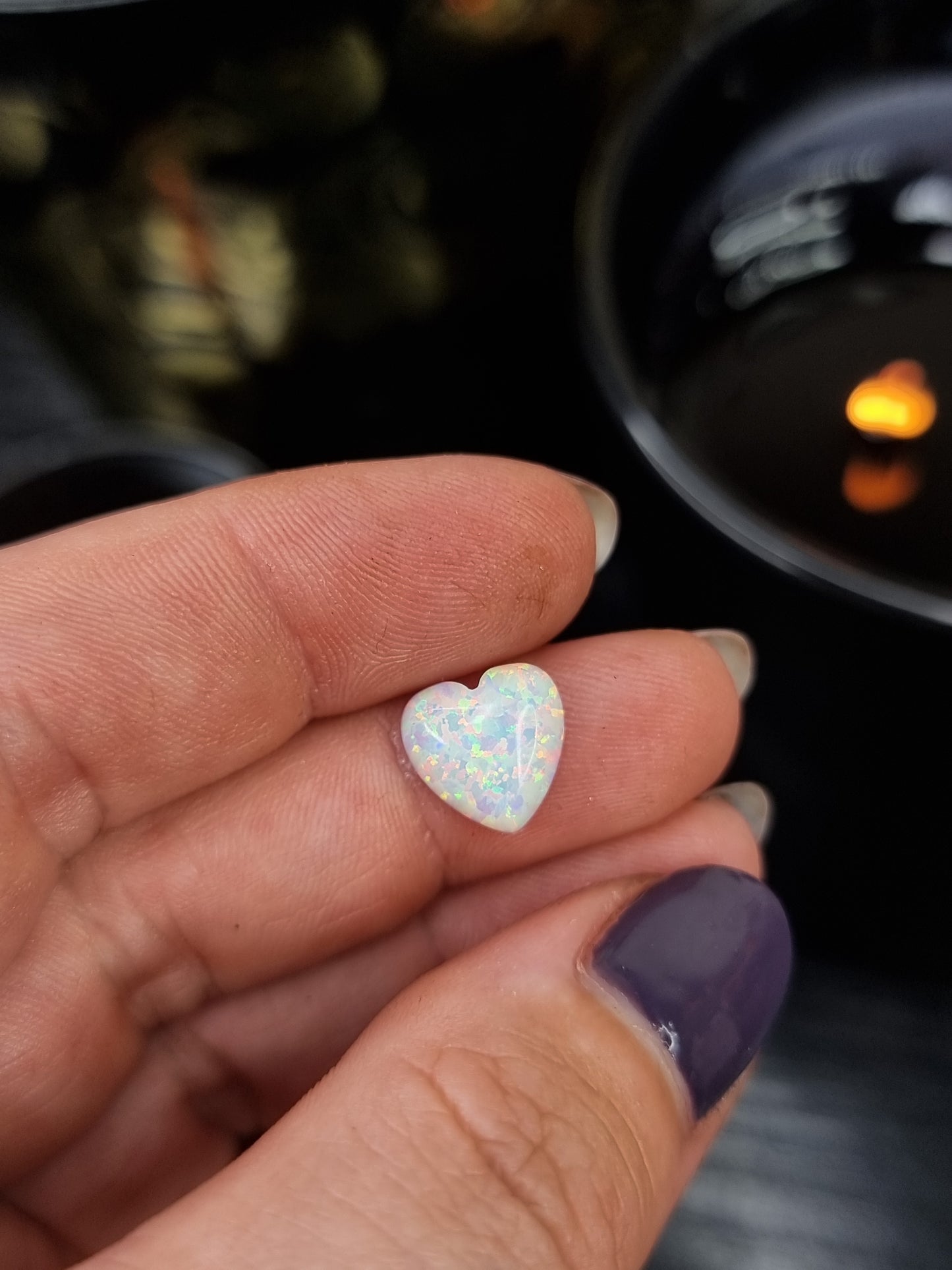 White Faux Opal Heart PYP