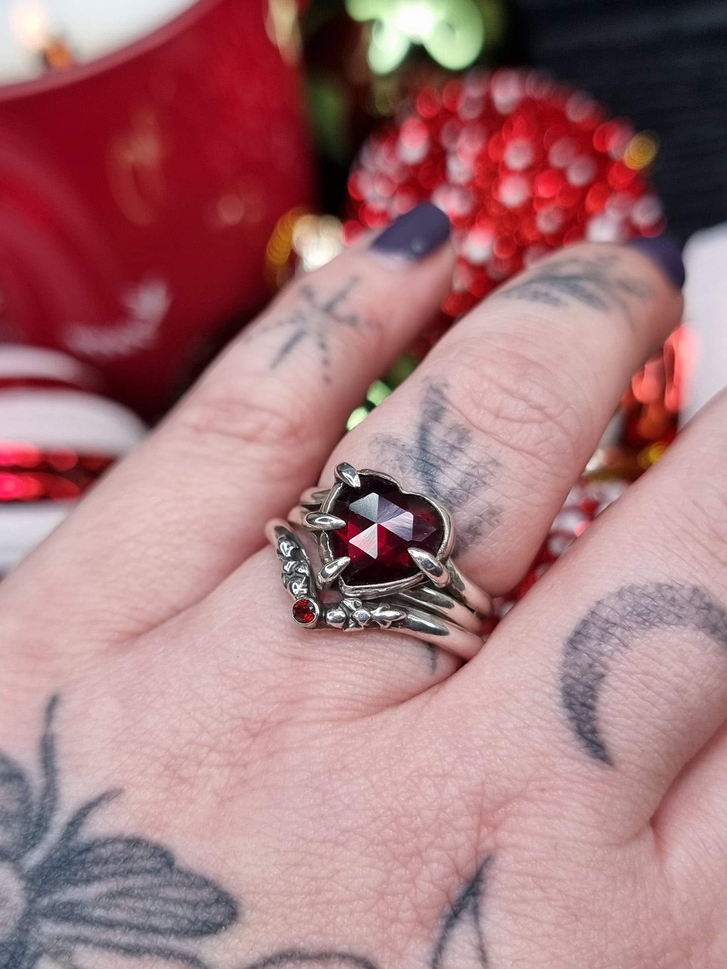 Limited Edition Garnet Adorn Wishbone ring MTO