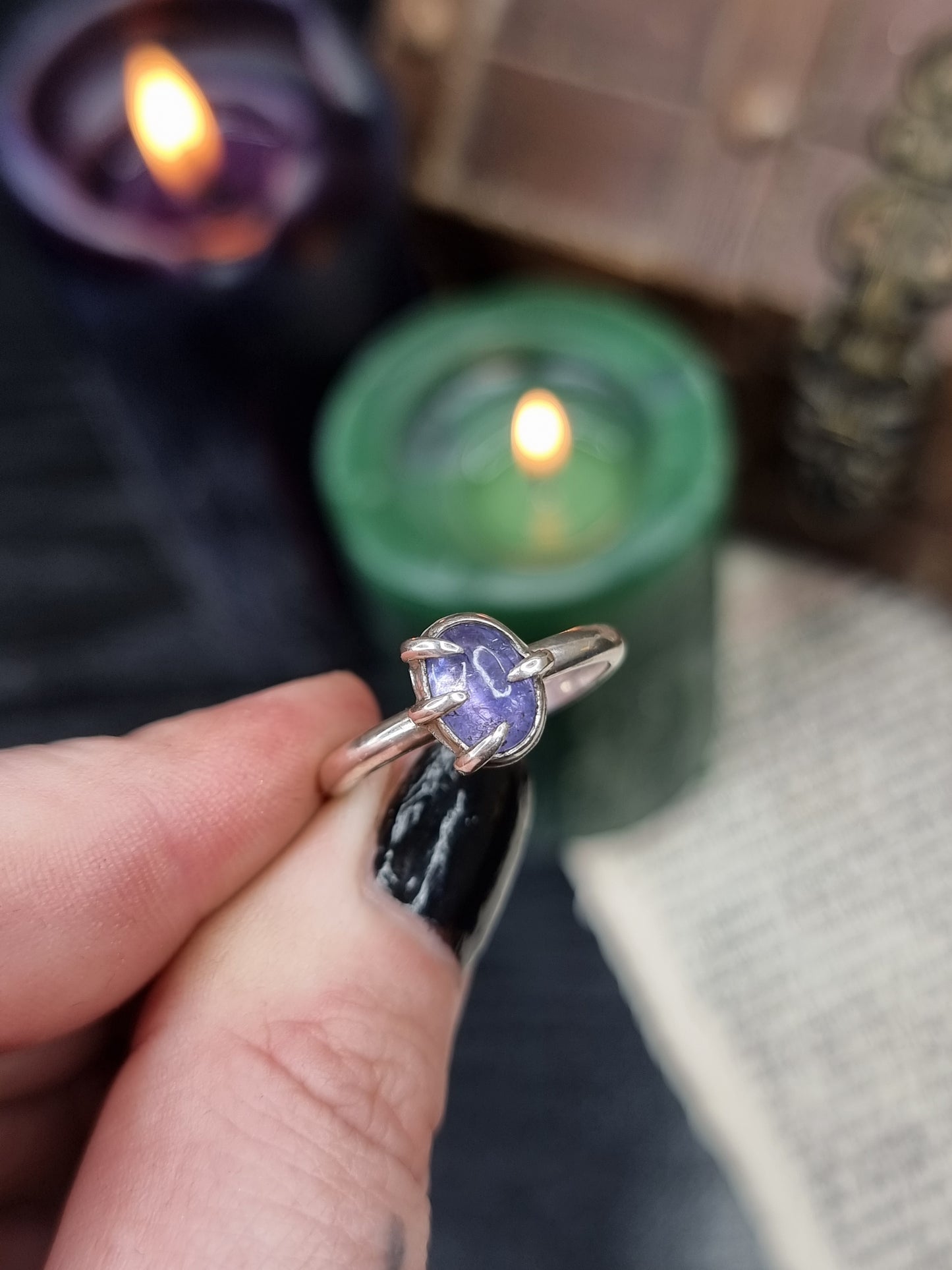 Tanzanite Clawed Ring UK P