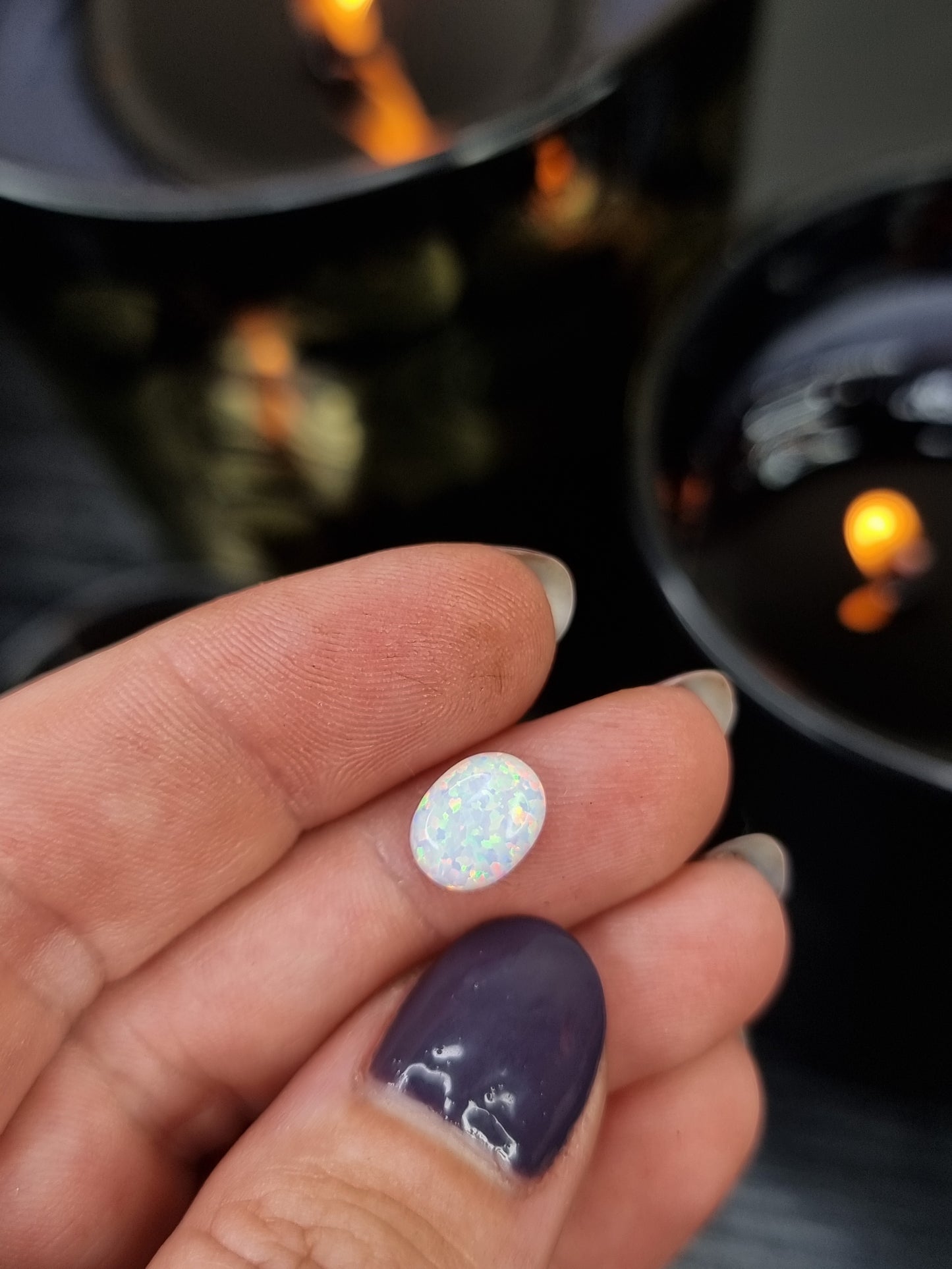 White Faux Opal Oval PYP